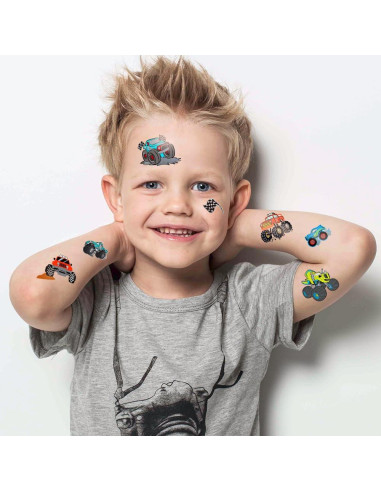 75 Tatuajes Temporales Metálicos para Niños - Camiones Monstruo
