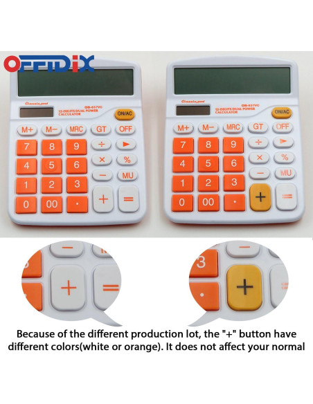 Calculadora OFFIDIX Electrónica Solar 12 Dígitos Naranja