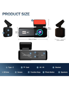 Cámara de Tablero 4K Aprilboy con Cámara Trasera 360 y WiFi 2