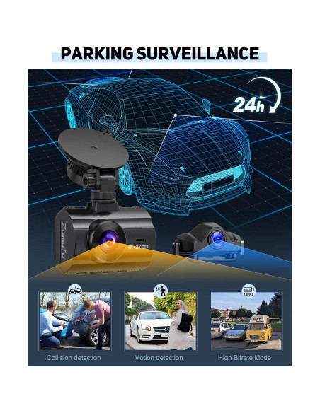 Cámara Dash 4K LAMONKE Delantera y Trasera con GPS y WiFi