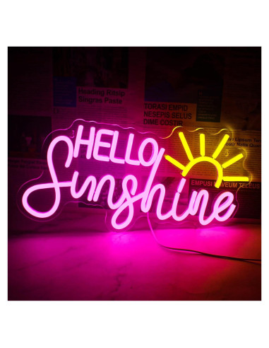 Letrero Neón Hola Sol Horseneon 22x42cm Decoración Pared