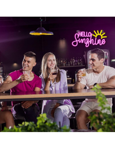 Letrero Neón Hola Sol Horseneon 22x42cm Decoración Pared