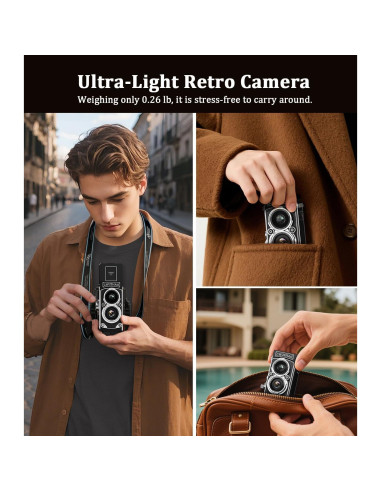 Cámara Digital Retro TURN RAISE 12MP 1080P Compacta Negra