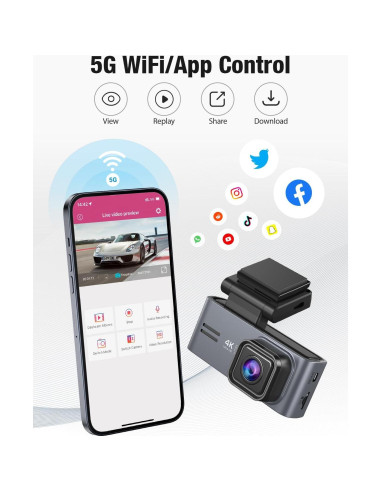 Cámara Dash OMAR M572 4K Delantera y Trasera WiFi 5G