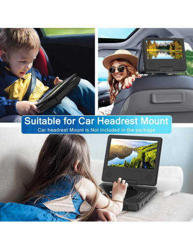 Reproductor DVD portátil PJGCWB 9.5" pantalla giratoria 7.5"