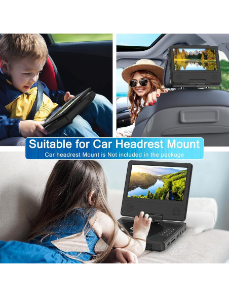 Reproductor DVD portátil PJGCWB 9.5" pantalla giratoria 7.5"