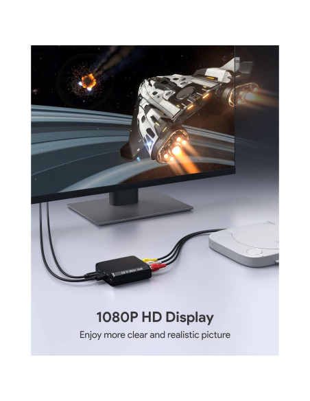 Convertidor RCA a HDMI WENTER 1080P para VCR y Consolas