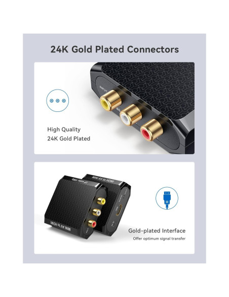 Convertidor RCA a HDMI WENTER 1080P para VCR y Consolas