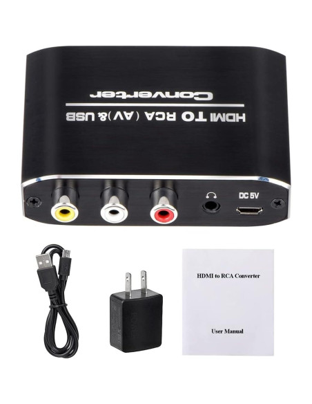 Convertidor HDMI a RCA Wonlyus 1080P AV 3RCA 5V USB