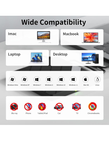 Unidad Externa de CD DVD Alxum 8 en 1 USB 3.0 Negra