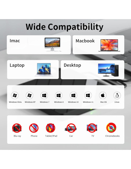 Unidad Externa de CD DVD Alxum 8 en 1 USB 3.0 Negra