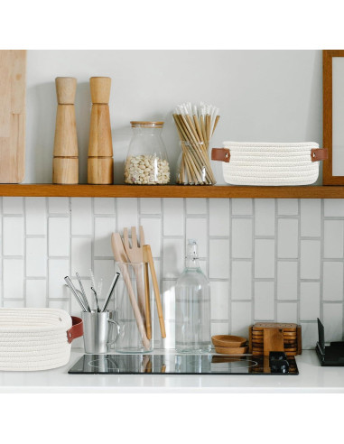 Cesta de Almacenamiento ABenkle Cuadrada 18x18x8 cm Blanca