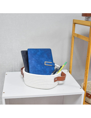 Cesta de Almacenamiento ABenkle Cuadrada 18x18x8 cm Blanca