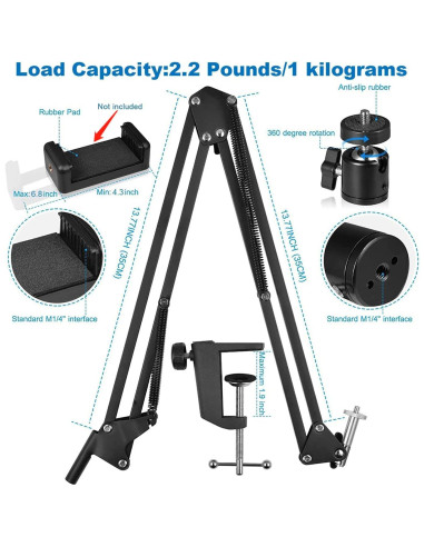 Soporte para Webcam Anivia BX36, Ajustable 40.64 a 81.28 cm