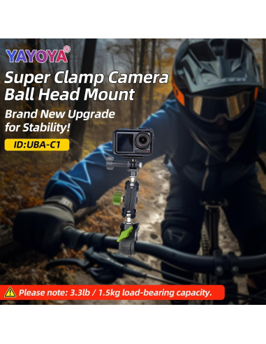 Abrazadera de Montaje para Cámara YAYOYA UBA-C1 con Adaptador GoPro