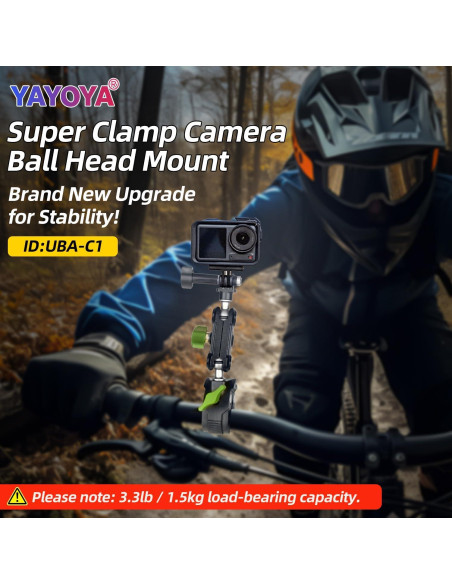 Abrazadera de Montaje para Cámara YAYOYA UBA-C1 con Adaptador GoPro