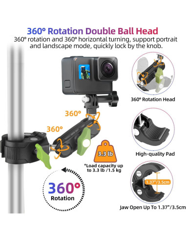 Abrazadera de Montaje para Cámara YAYOYA UBA-C1 con Adaptador GoPro