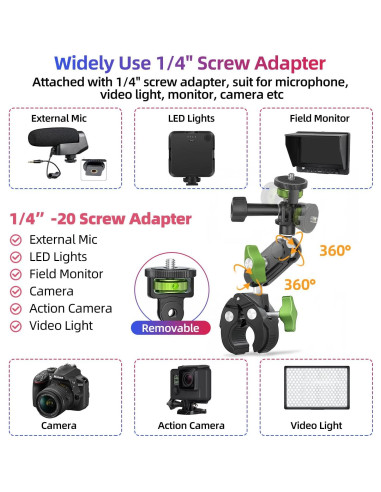 Abrazadera de Montaje para Cámara YAYOYA UBA-C1 con Adaptador GoPro