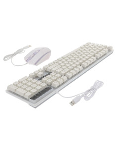 Teclado Mecánico USB Retroiluminado OSALADI Ergonómico Blanco