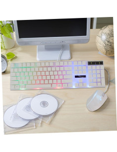 Teclado Mecánico USB Retroiluminado OSALADI Ergonómico Blanco 2