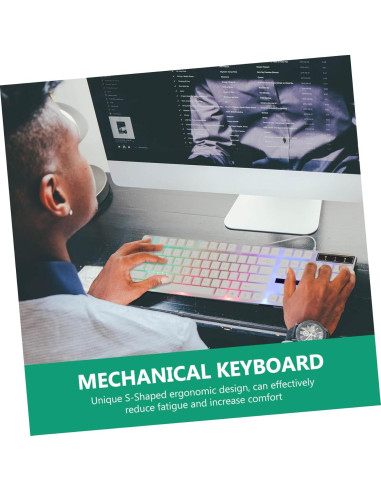 Teclado Mecánico USB Retroiluminado OSALADI Ergonómico Blanco