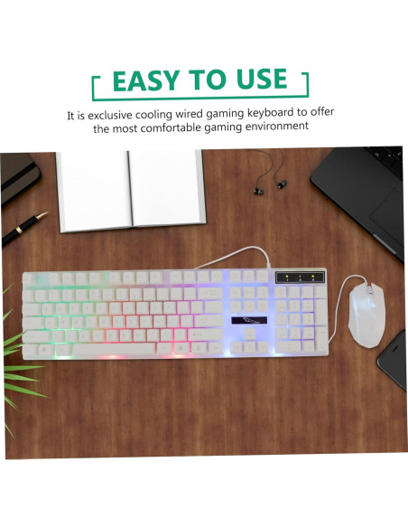 Teclado Mecánico USB Retroiluminado OSALADI Ergonómico Blanco