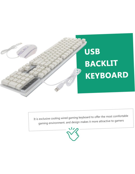 Teclado Mecánico USB Retroiluminado OSALADI Ergonómico Blanco