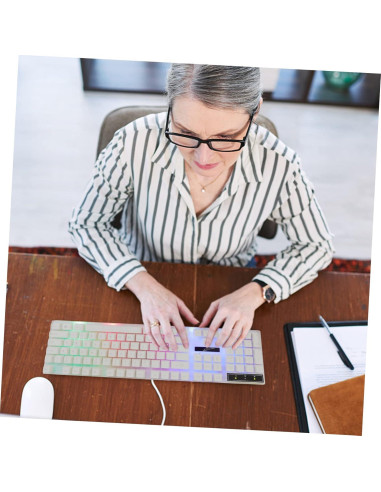 Teclado Mecánico USB Retroiluminado OSALADI Ergonómico Blanco