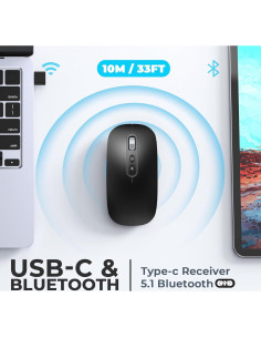 Ratón Inalámbrico USB-C RaceGT Recargable Silencioso Negro 2