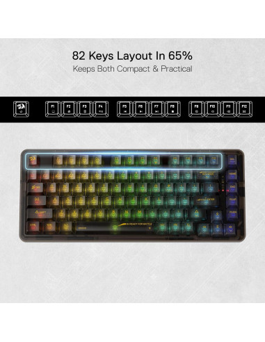 Teclado Mecánico Inalámbrico Redragon K649 PRO 82 Teclas RGB