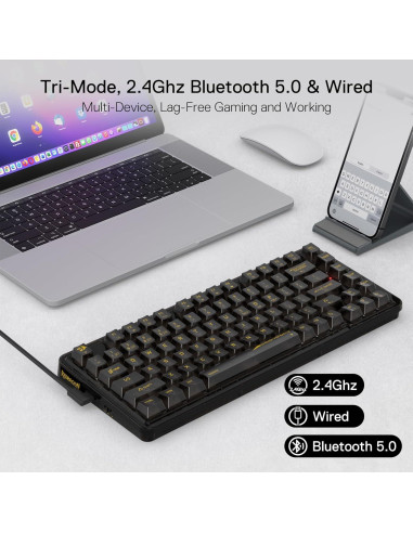 Teclado Mecánico Inalámbrico Redragon K649 PRO 82 Teclas RGB