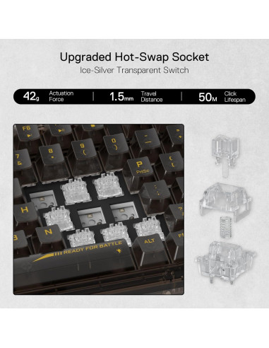 Teclado Mecánico Inalámbrico Redragon K649 PRO 82 Teclas RGB