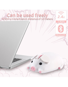 Ratón Bluetooth 5.1 Doble Modo Ergonomico Cerdo Blanco 1200DPI 2