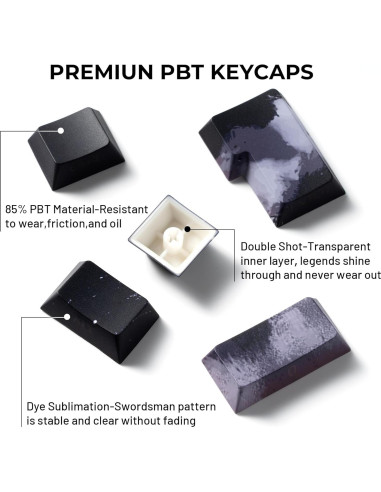 Juego de Teclas PBT Guerrero XVX para Teclados Mecánicos 134 Piezas