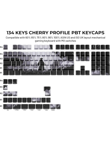 Juego de Teclas PBT Guerrero XVX para Teclados Mecánicos 134 Piezas