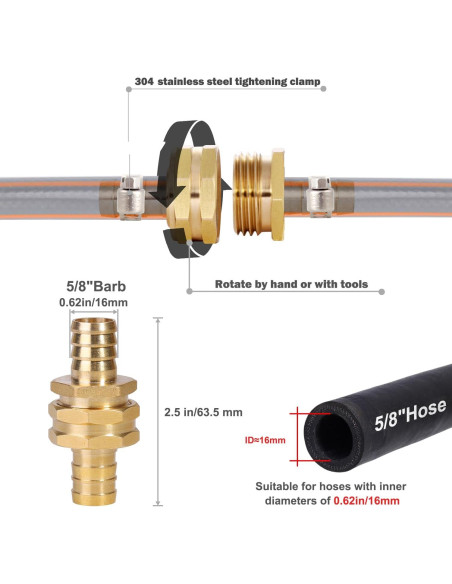 Conector de manguera de jardín YELUN 15.95mm 3 piezas