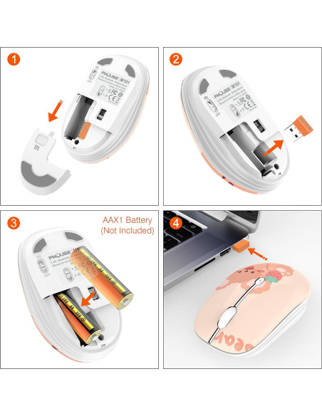 Ratón Inalámbrico FMOUSE M101 Kerry Bear, Silencioso, 2.4GHz