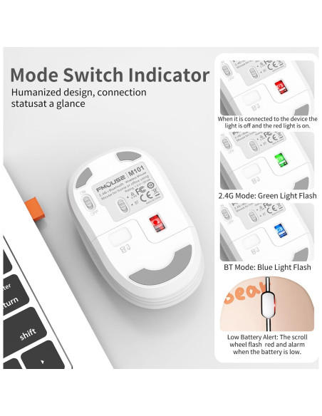 Ratón Inalámbrico FMOUSE M101 Kerry Bear, Silencioso, 2.4GHz