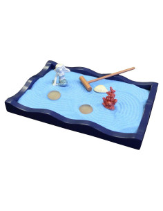Kit Jardín Zen Nature's Mark para Escritorio con Arena Azul