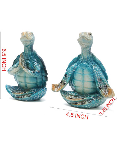 Estatuas de Tortuga Marina Meditativa de Resina Ecológica - 2 Piezas