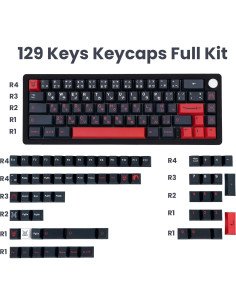 Capsulas de Teclado Mecánico GEKUCAP 129 Teclas Rojo Negro PBT 2