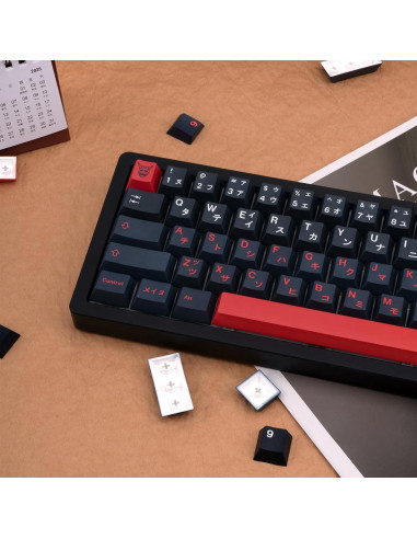 Capsulas de Teclado Mecánico GEKUCAP 129 Teclas Rojo Negro PBT