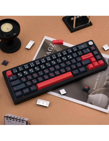 Capsulas de Teclado Mecánico GEKUCAP 129 Teclas Rojo Negro PBT