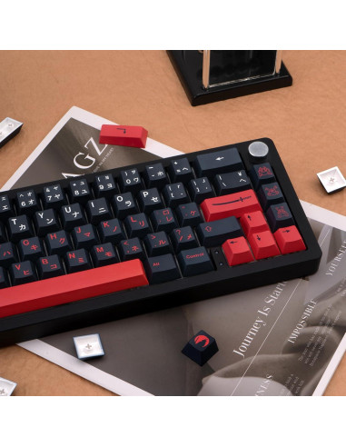 Capsulas de Teclado Mecánico GEKUCAP 129 Teclas Rojo Negro PBT