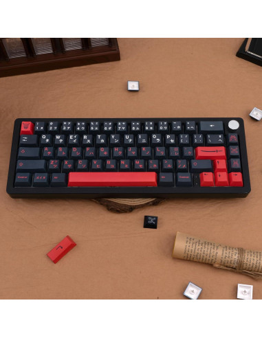 Capsulas de Teclado Mecánico GEKUCAP 129 Teclas Rojo Negro PBT