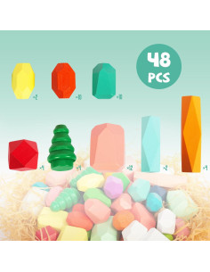 Juego de Bloques de Madera 48 PCS Montessori WOODENFUN 2