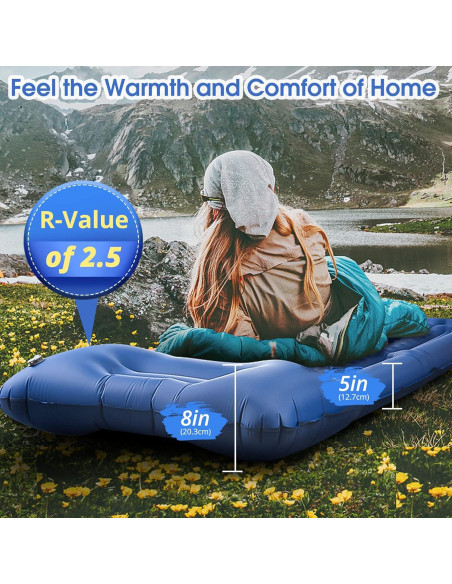 Colchoneta Inflable LILTSDRAE 5" con Almohada y Bomba - Azul