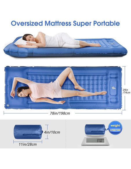 Colchoneta Inflable LILTSDRAE 5" con Almohada y Bomba - Azul