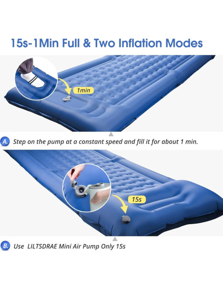 Colchoneta Inflable LILTSDRAE 5" con Almohada y Bomba - Azul