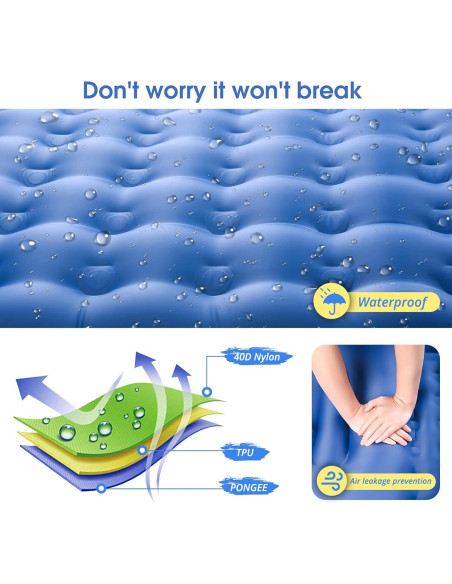 Colchoneta Inflable LILTSDRAE 5" con Almohada y Bomba - Azul